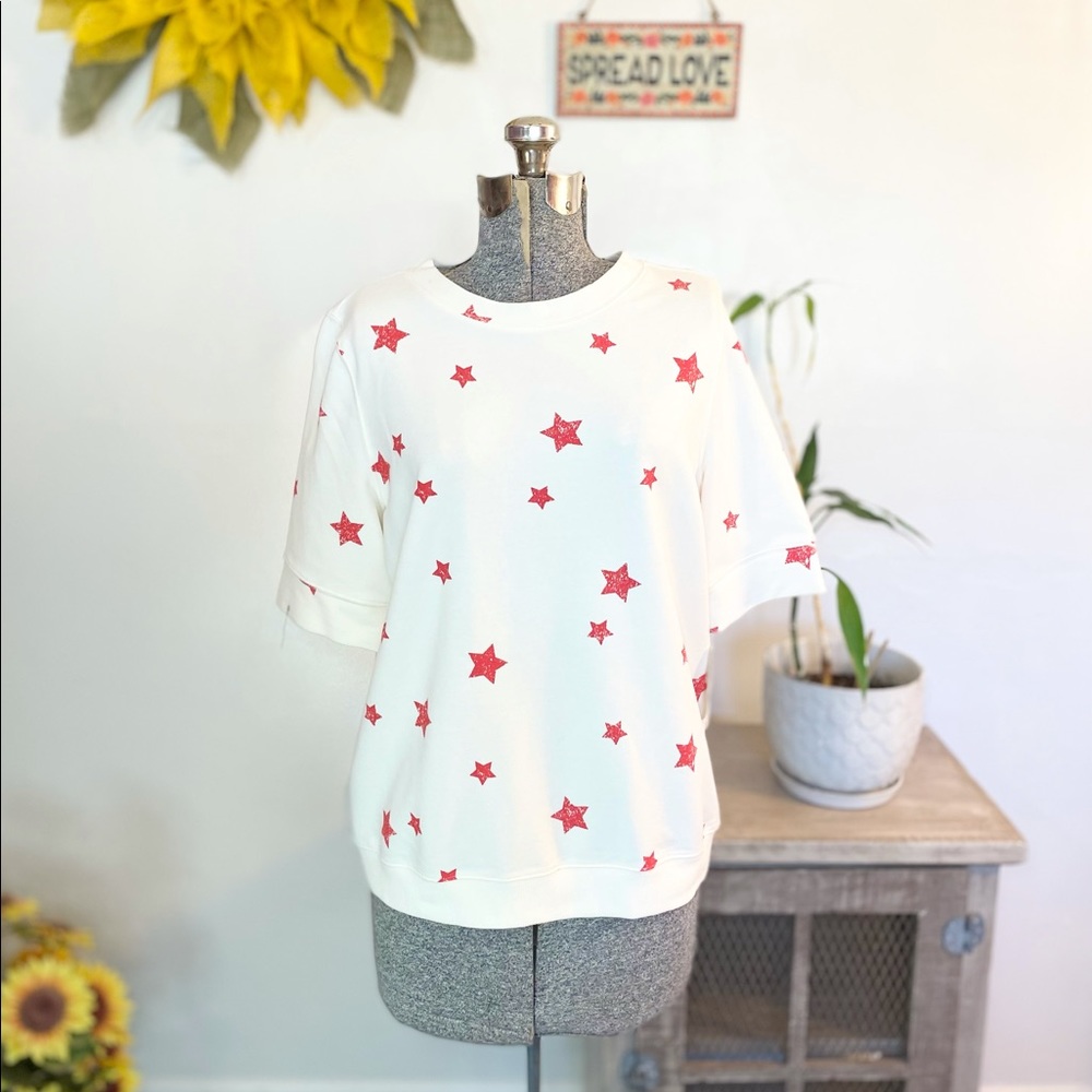 LD SALS ITEMXS & L Style& Co. white and red star short sleeve top